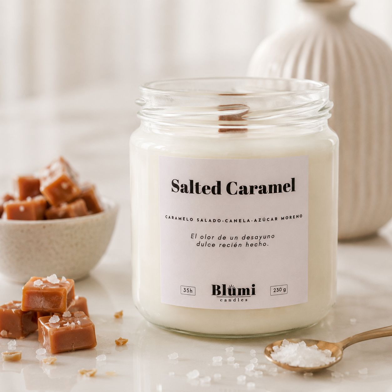 Salted Caramel · Vela Aromática de Soja · 230 gr