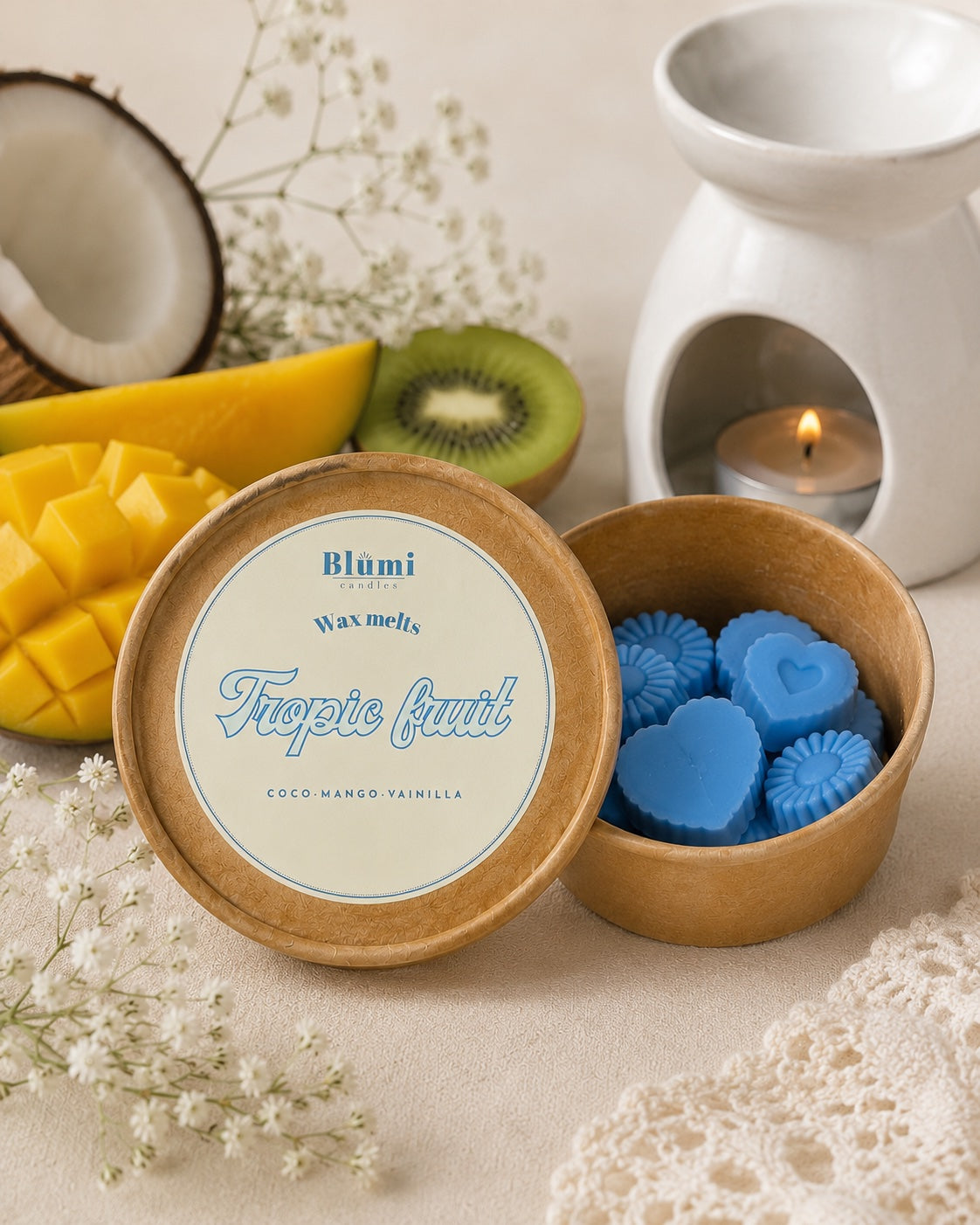 Tropic Fruit Wax melts | Cera aromática de soja con aroma a coco, mango y vainilla