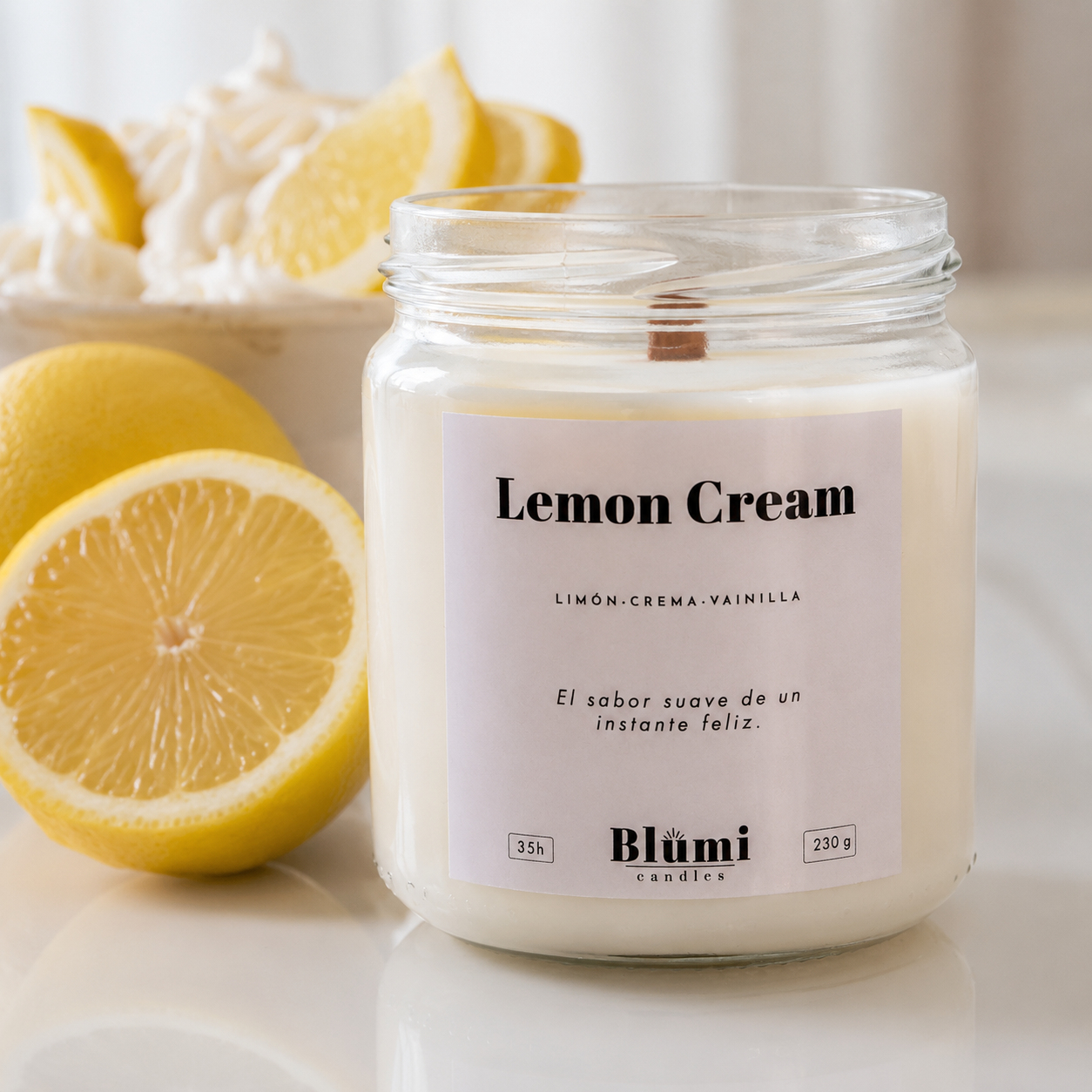 Lemon Cream · Vela Aromática de Soja · 230 gr