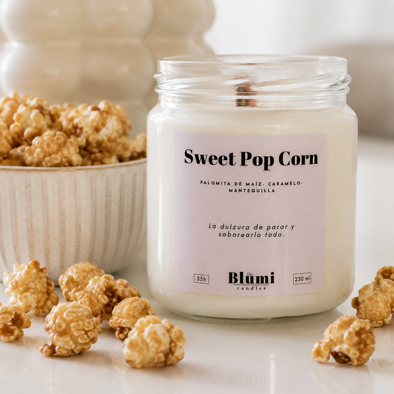 Sweet Pop Corn · Vela Aromática de Soja · 230 gr
