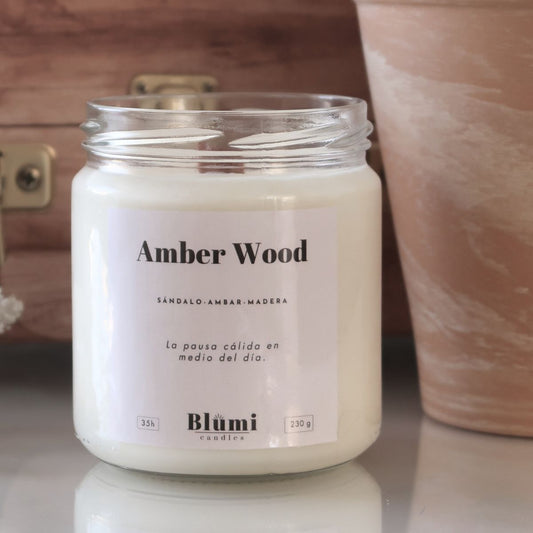 Amber Wood · Vela Aromática de Soja
